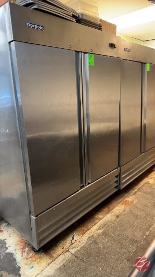 Norpole NP2F Stainless 2-Door Freezer W/ Casters