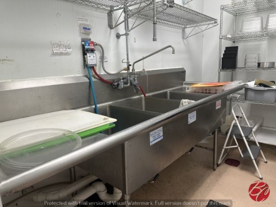 Stainless Steel 3-Comp Sink w/overhead Rinse