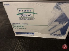 First Mark Embossed White Dinner Napkins