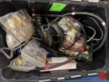 Door Handles & Misc. Lot Of Hardware W/ Tote