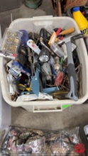 Storage Tote W/ Work Shop Supplies & Tools