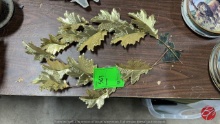 Vintage Gold-Tone Metal Oak Leaf Decor