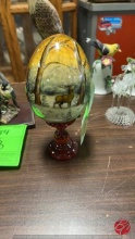 Hand-Painted Decorative Egg W/ Pedestal Stand