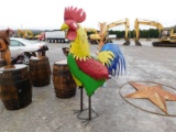 LARGE METAL ROOSTER STATUE