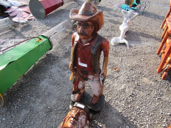 39" WOODEN COWBOY STATUE