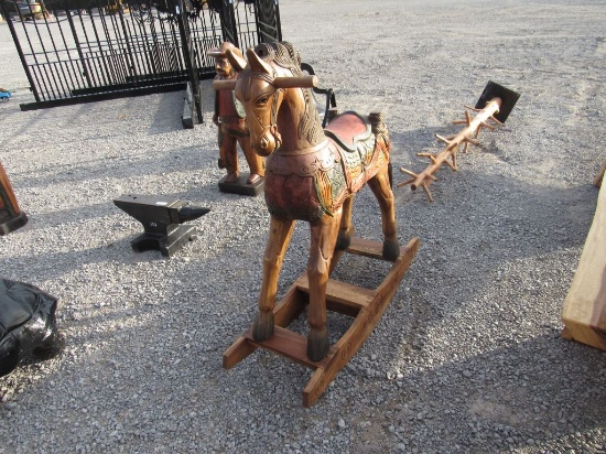 HAND CARVED WOODEN ROCKING HORSE