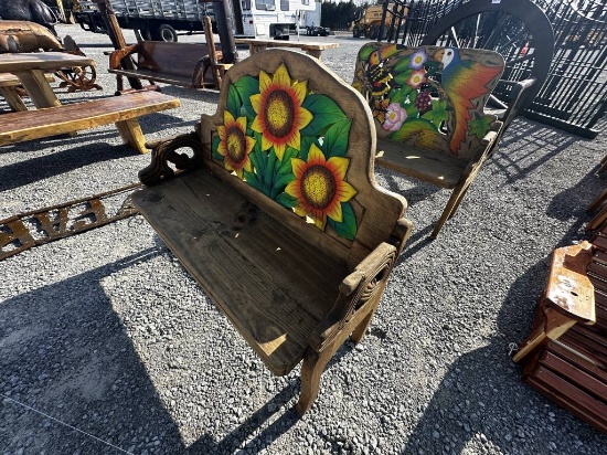 WOODEN SUNFLOWER YARD BENCH