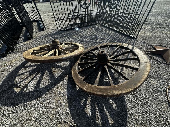 LOT OF (2) LARGE WAGON WHEELS