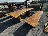8’ TEAKWOOD TABLE W/2 BENCHES