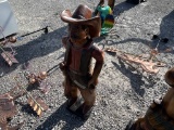3 FT COWBOY TEAK STATUE