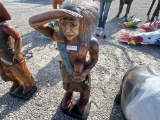 3 FT INDIAN CHIEF TEAK STATUE