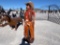 LARGE TEAKWOOD COWBOY STATUE