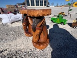 PAIR OF TEAK HORSE STOOLS