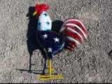 METAL PATRIOTIC ROOSTER DECOR