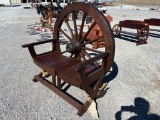 WOODEN WAGON WHEEL BENCH