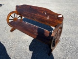 WOODEN WAGON WHEEL BENCH