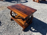 WOODEN WAGON END TABLE