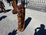 3’ TEAK INDIAN TOTEM POLE
