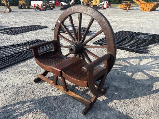 LARGE WAGON WHEEL BENCH