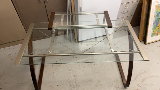 GLASS AND METAL COMPUTER DESK