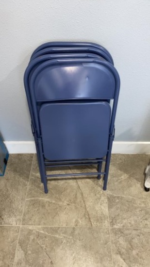 4 FOLDABLE METAL BLUE CHAIRS