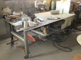 8'x4' Wheeled Metal Table w/Contents Including Welding Rods.