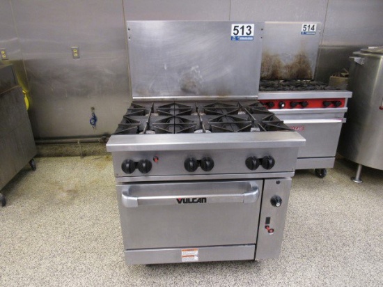 Vulcan Wheeled 6-Burner Gas Stove/Oven, 36" W x 34" D x 36 1/2" H (60" Over