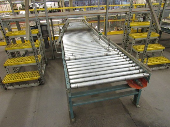 Approx. 100' of Roller Conveyor System w/Belt Decline Section (24" W w/36"