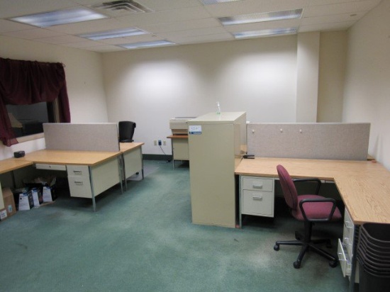 Misc. Office Furniture, Including: (4) 5'6" x 5'10" L-Shaped Desks, (3) Cha