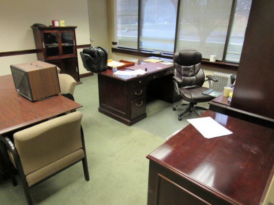 Contents of Office, Including:  (1) 70" x 24" Desk w/Hutch, (1) 72" x 36" D