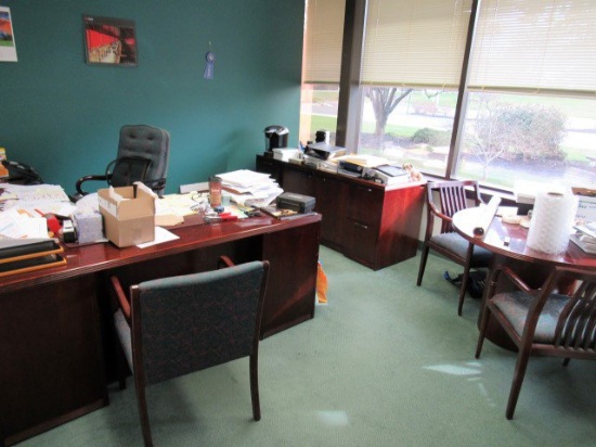 Contents of Office, Including: (1) 6' x 7'2" L-Shaped Desk, (1) 6' x 2' Cab