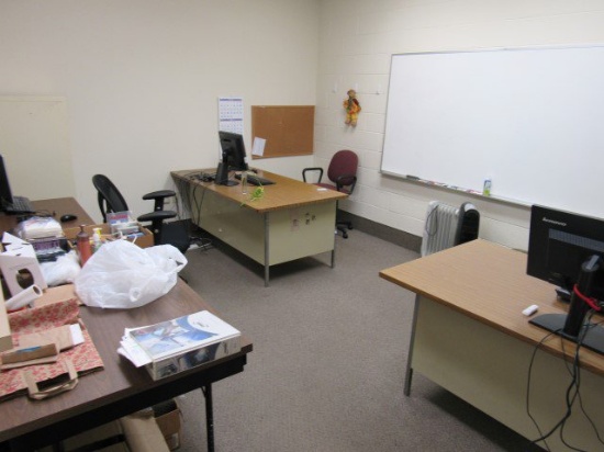 Contents of Office, Including: (2) 5'10" x 3' Desks, (3) Wheeled Chairs, (1