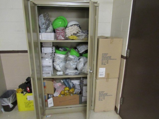 (2) Cabinets w/Personal Protective Equipment, Including: Hard Hat, Gloves,