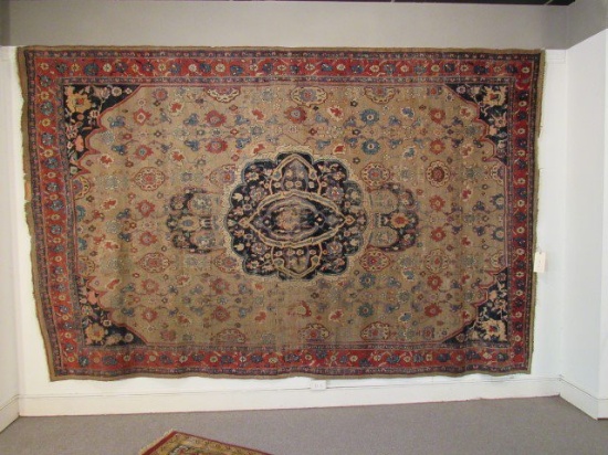 8'2" x 13' Iran Hand Knitted Antique(Circa 1870)(Unit # BHC), Bijar Beige Rust Wool