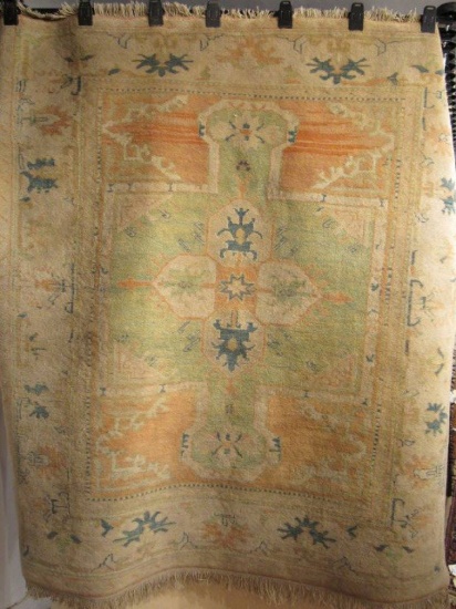 6'0 x 6'9 Turkish Oushak Peach Ivory Hand Knotted (Unit #R14181)