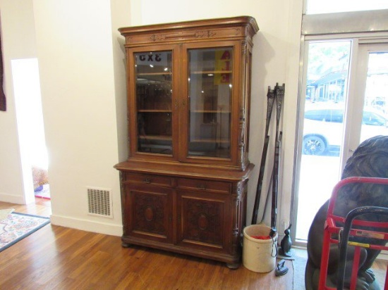 Mahogany Eastlake 2-Pc Step Back Cupboard