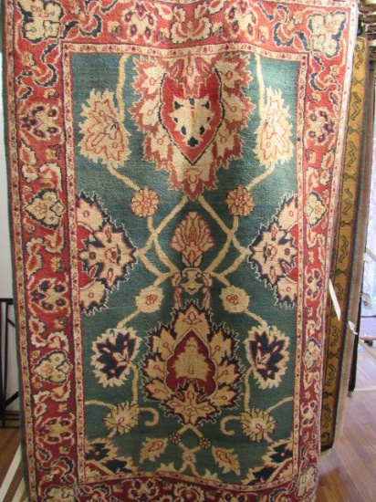 3'x 6'2 Agra Grn/Red India - Retail Price: $1,199.  Located on First Floor, Right Rack.