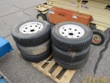 (6) ST205/75R15 5-Lug Tires W/ Rims.