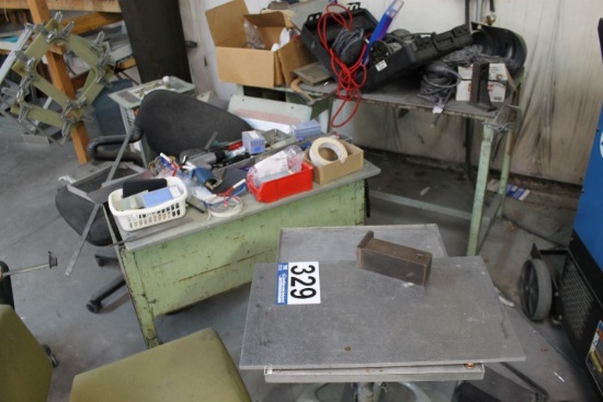 3 Pcs.:  (1) Misc. Tables w/Electric Hand Tools, Sanders, Routers, Bolts, C-Clamps, Welding Masks; (