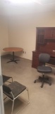 11 Pcs.:  (1) Desk w/Hutch; (1) Bookcase; (1) Table; (6) Stationary Office Chairs; (2) Wheeled Offic