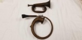 2 PCS: Brass Car Horn; Military Bugle