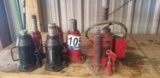 6 PCS: Big Red Pneumatic Bottle Jack; Hydraulic Bottle Jacks