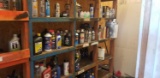Contents of Shelving Unit Including Motor Oil; Spray Paint
