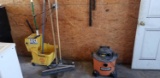 6PCS; (1) Mop Bucket, (2) Mops, (1) Push Broom, (1) Squeegee (1)Ridgid Wet/Dry Vacuum