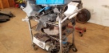 Wheeled Push Cart With Content Including Misc Automotive Parts
