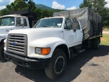 1995 Ford F800 Crew Cab S/A Flatbed Dump Truck