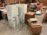 (2) 5 1/2 FT Metal Filing Cabinets, Wooden Filing Cabinets, Rolling Wooden TV Stand