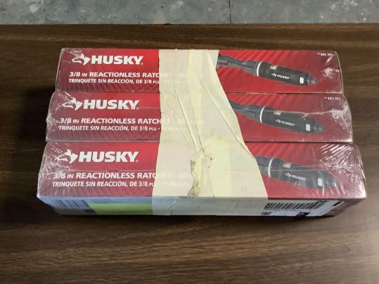 (3) Husky 3/8in Reactionless Ratchets, New in Package