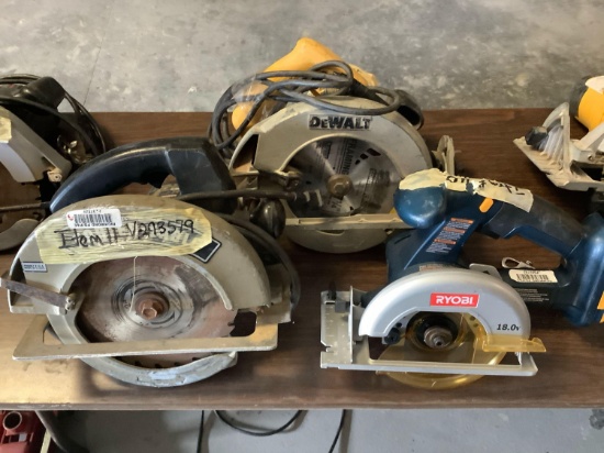 (3) Circular Saws: DeWalt, Porter Cable, Ryobi