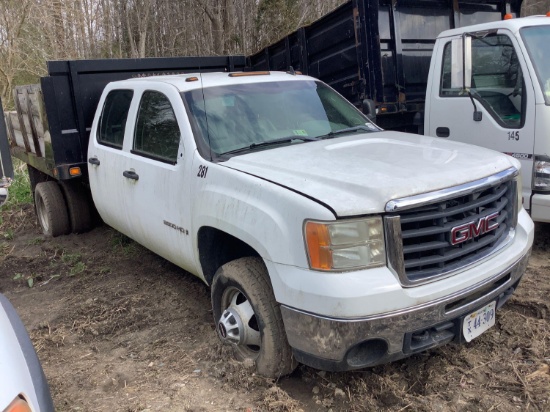 2008 GMC SIERRA 3500 CREW CAB DULLY STAKE BODY TRUCK
